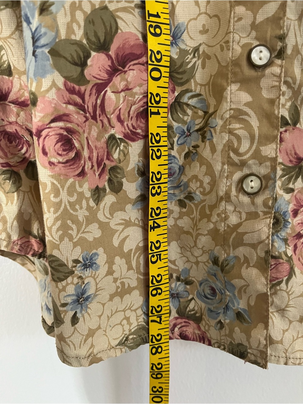 Liz Wear Beige Tapestry Floral 100% Cotton Button-Down Shirt size Large - Picture 9 of 9
